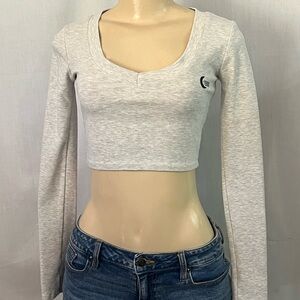 Gray Long Sleeve Crop Top